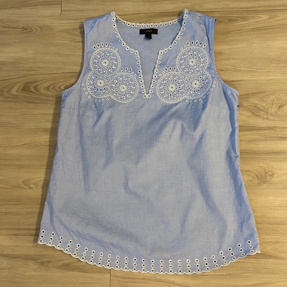 J. Crew Tops - J. Crew Blue Eyelet stop Size 4